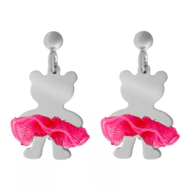 orphelia Bear Bow Silver Drop Earrings ZO-7132