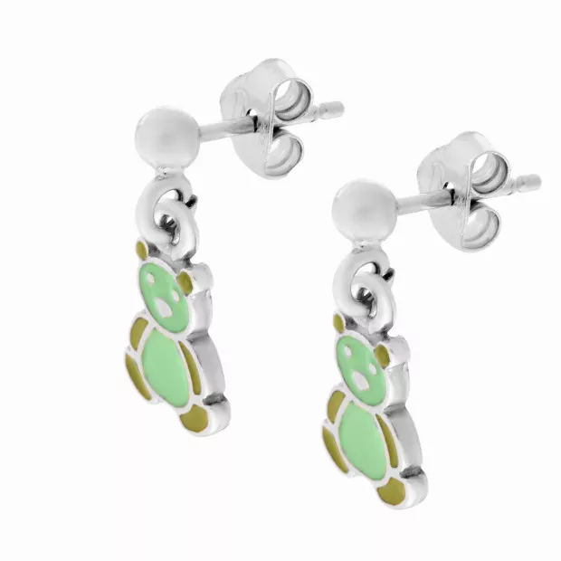Orphelia Bear Silver Drop Earrings ZO-7140/GR