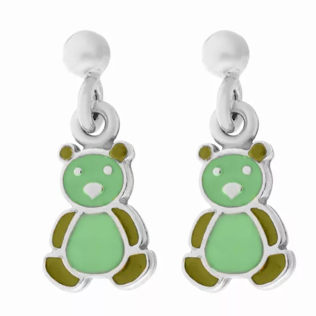 orphelia Bear Silver Drop Earrings ZO-7140/GR