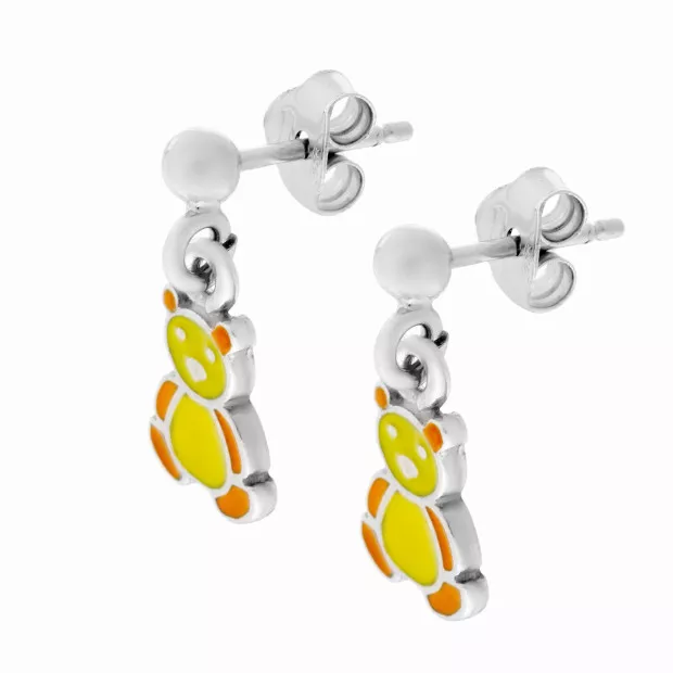 Orphelia Bear Silver Drop Earrings ZO-7140/YE