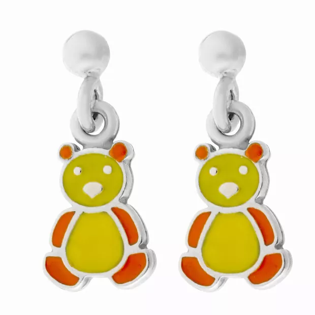 orphelia Bear Silver Drop Earrings ZO-7140/YE