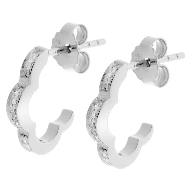 Orphelia Onyx Silver Hoop Earrings ZO-7127