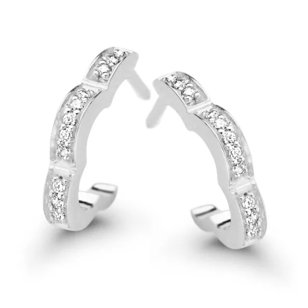 orphelia Onyx Silver Hoop Earrings ZO-7127
