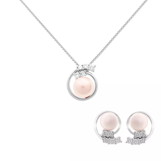 orphelia Orphelia® 'Alanna' Women's Sterling Silver Set: Chain-Pendant + Earrings - Silver SET-7117