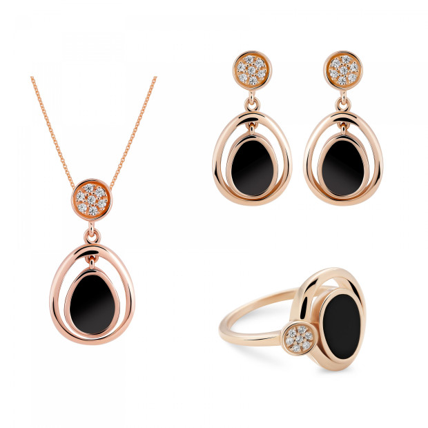 orphelia Orphelia® 'Alda' Women's Sterling Silver Set: Necklace + Earrings + Ring - Rose SET-7470
