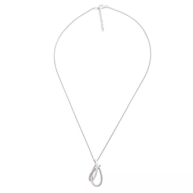 Orphelia Orphelia® 'Alverta' Women's Sterling Silver Chain With Pendant - Silver/Rose ZH-7232