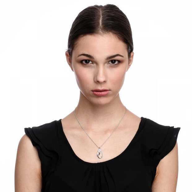 Orphelia Orphelia® 'Alverta' Women's Sterling Silver Chain With Pendant - Silver/Rose ZH-7232