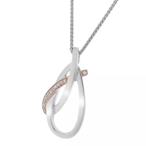 orphelia Orphelia® 'Alverta' Women's Sterling Silver Chain with Pendant - Silver/Rose ZH-7232