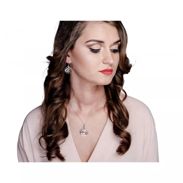 Orphelia Orphelia® 'Amabella' Women's Sterling Silver Set: Chain-Pendant + Earrings - Silver SET-7098