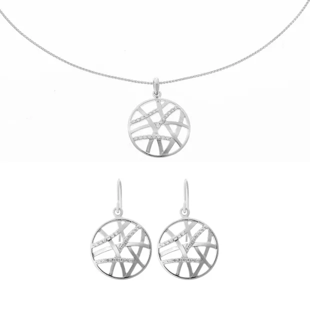 orphelia Orphelia® 'Amabella' Women's Sterling Silver Set: Chain-Pendant + Earrings - Silver SET-7098