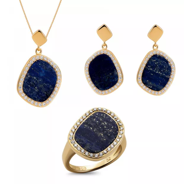orphelia Orphelia® 'Amara' Women's Sterling Silver Set: Necklace + Earrings + Ring - Gold SET-7468