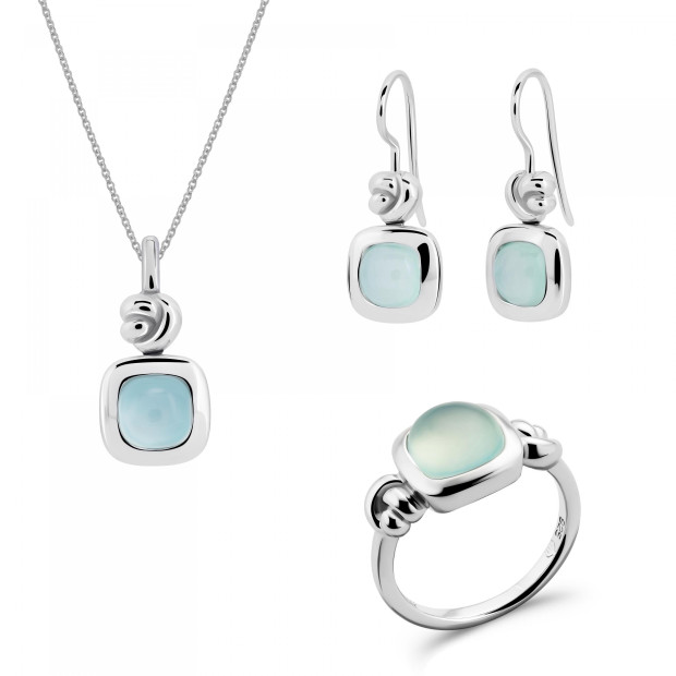 orphelia Orphelia® 'Anat' Women's Sterling Silver Set: Necklace + Earrings + Ring - Silver SET-7467