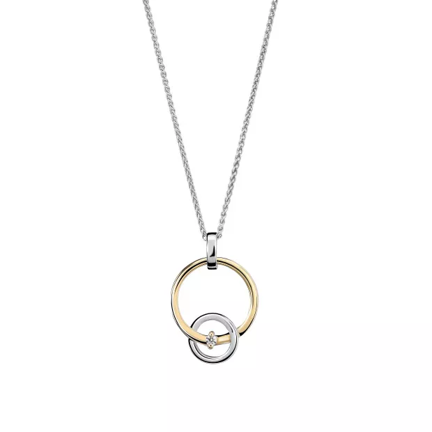 Orphelia Orphelia® 'Antoine' Women's Sterling Silver Set: Necklace + Earrings + Ring - Silver/Gold SET-7503/1