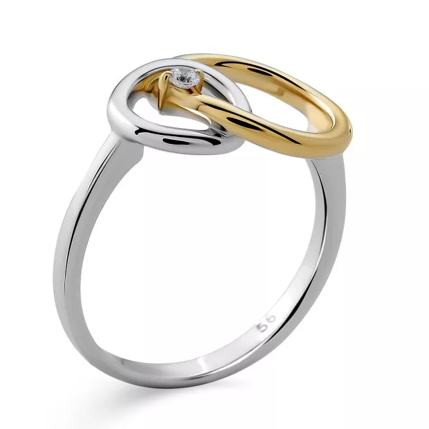 Orphelia Orphelia® 'Antoine' Women's Sterling Silver Set: Necklace + Earrings + Ring - Silver/Gold SET-7503/1