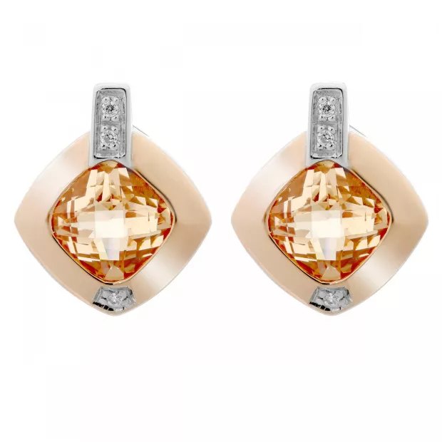 Orphelia Orphelia® 'Athena' Women's Sterling Silver Set: Chain-Pendant + Earrings - Silver/Rose SET-7113