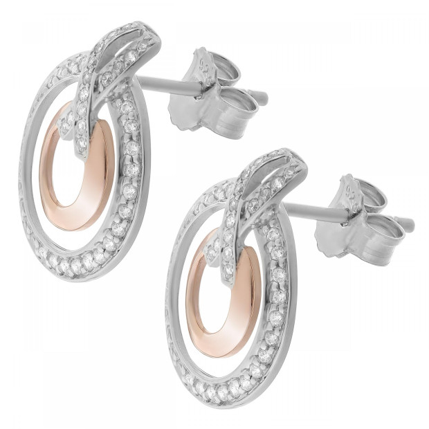 Orphelia Orphelia® 'Azalea' Women's Sterling Silver Drop Earrings - Silver/Rose ZO-7095/1