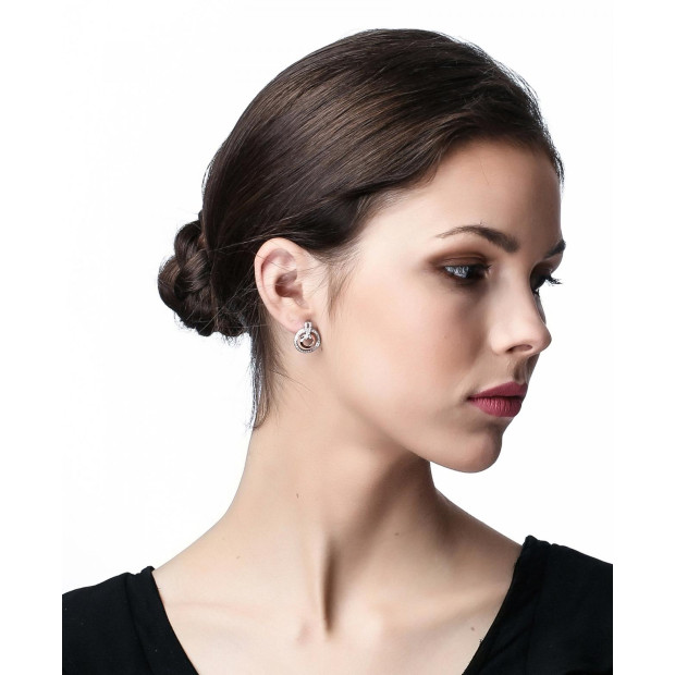 Orphelia Orphelia® 'Azalea' Women's Sterling Silver Drop Earrings - Silver/Rose ZO-7095/1