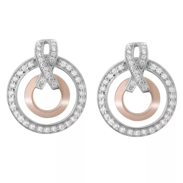 Orphelia Orphelia® 'Azalea' Women's Sterling Silver Set: Chain-Pendant + Earrings - Silver/Rose SET-7095/1