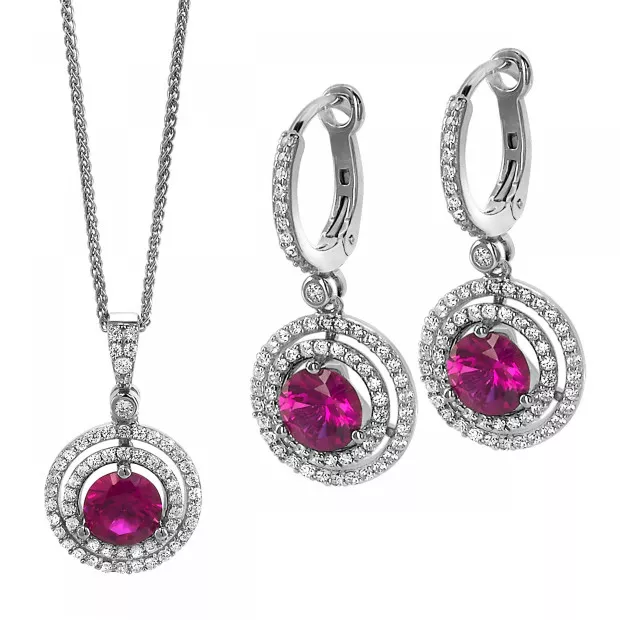 orphelia Orphelia® 'Belina' Women's Sterling Silver Set: Chain-Pendant + Earrings - Silver SET-7049