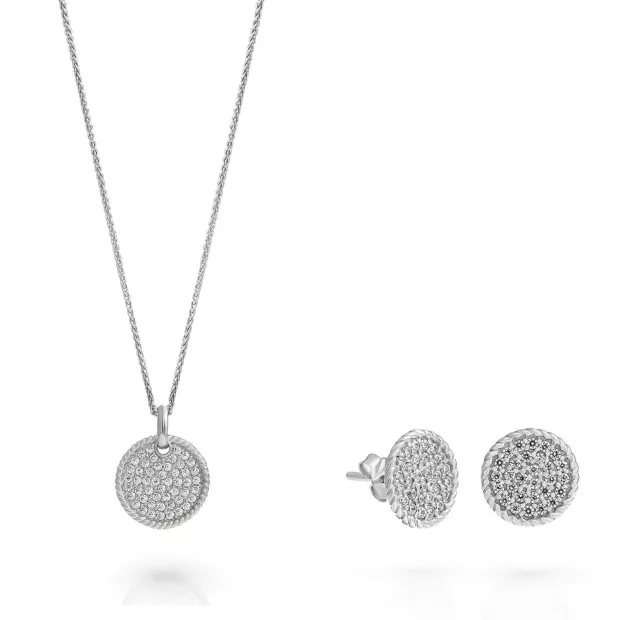 orphelia Orphelia® 'Bella' Women's Sterling Silver Set: Necklace + Earrings - Silver SET-7565