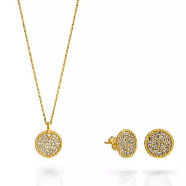 orphelia Orphelia® 'Bella' Women's Sterling Silver Set: Necklace + Earrings - Gold SET-7565/G