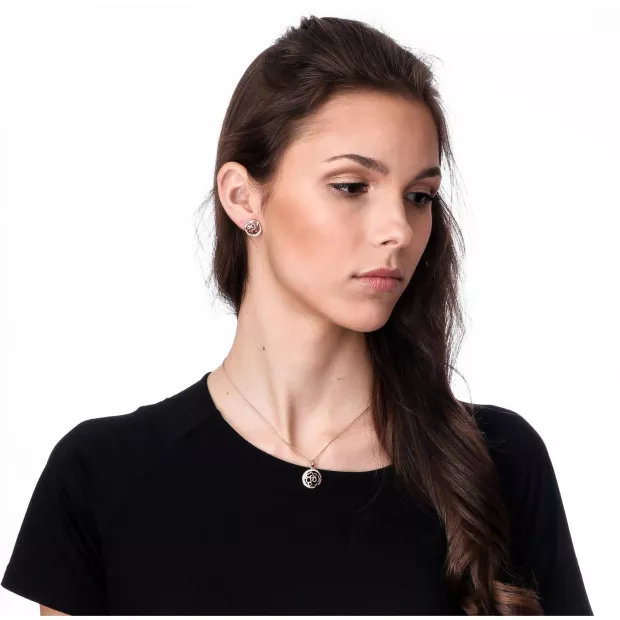 Orphelia Orphelia® 'Blair' Women's Sterling Silver Set: Chain-Pendant + Earrings - Rose SET-7089/1