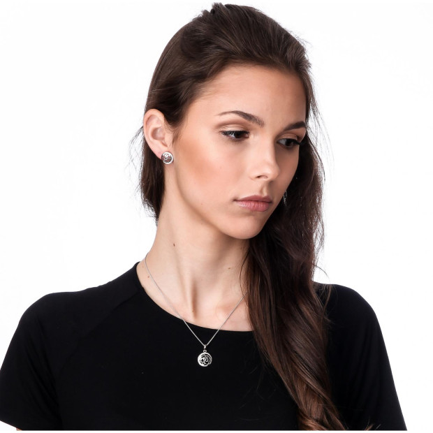 Orphelia Orphelia® 'Blair' Women's Sterling Silver Set: Chain-Pendant + Earrings - Silver SET-7089