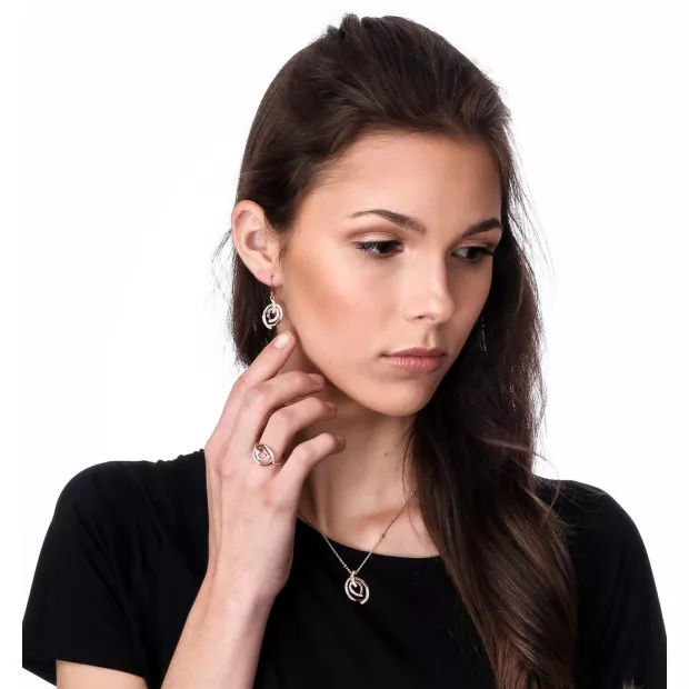 Orphelia Orphelia® 'Celine' Women's Sterling Silver Set: Chain-Pendant + Earrings - Rose SET-7114/RG