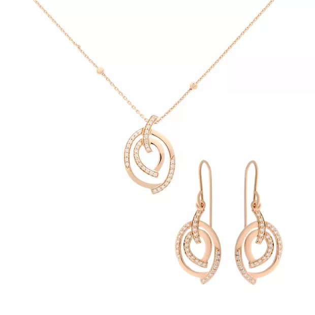 orphelia Orphelia® 'Celine' Women's Sterling Silver Set: Chain-Pendant + Earrings - Rose SET-7114/RG