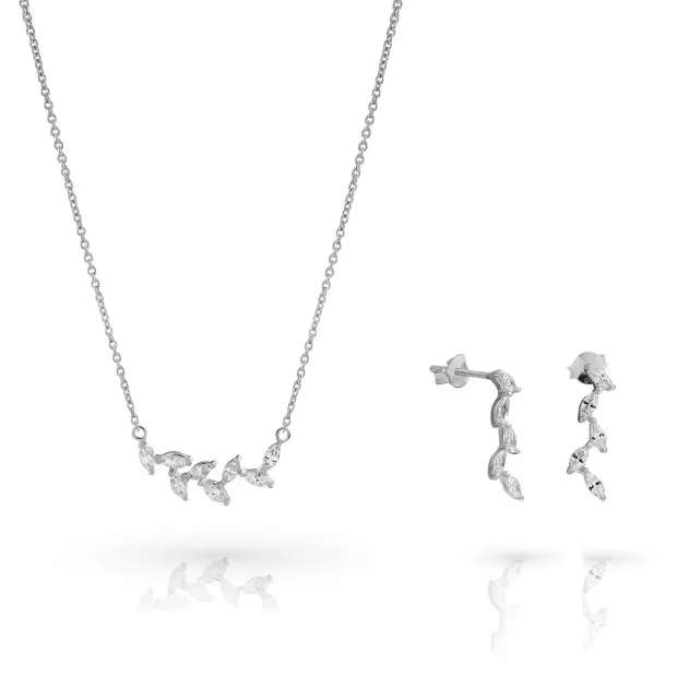 orphelia Orphelia® 'Charlene' Women's Sterling Silver Set: Necklace + Earrings - Silver SET-7568