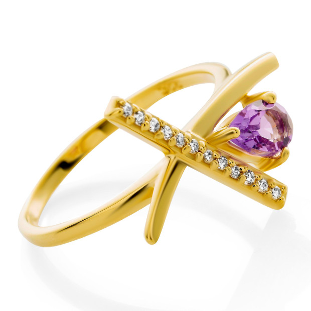 Orphelia Orphelia® 'Charlotte' Women's Sterling Silver Ring - Gold ZR-7580/A