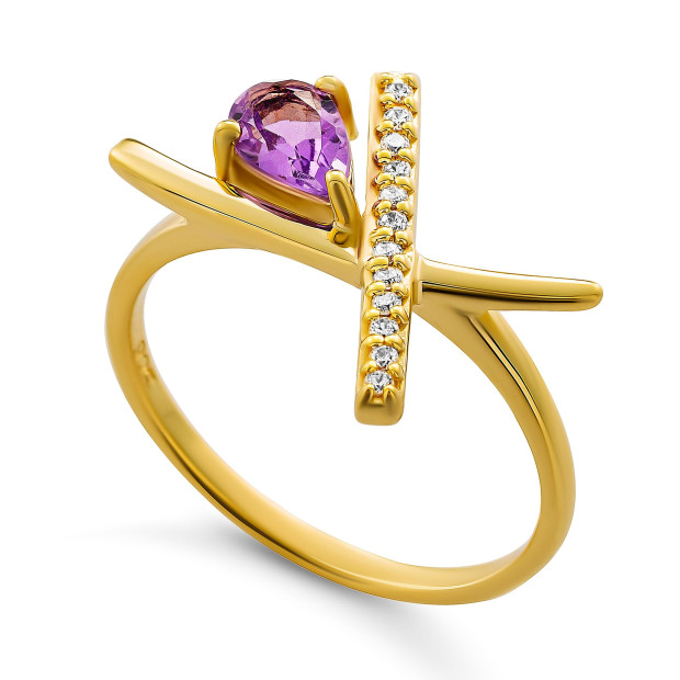 Orphelia Orphelia® 'Charlotte' Women's Sterling Silver Ring - Gold ZR-7580/A