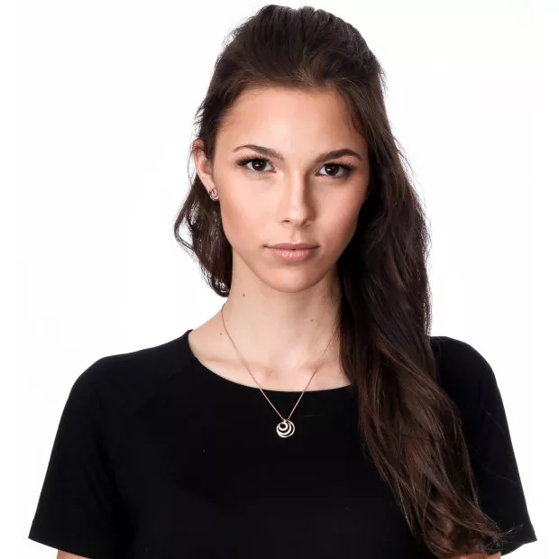 Orphelia Orphelia® 'Elaine' Women's Sterling Silver Set: Chain-Pendant + Earrings - Rose SET-7084/1