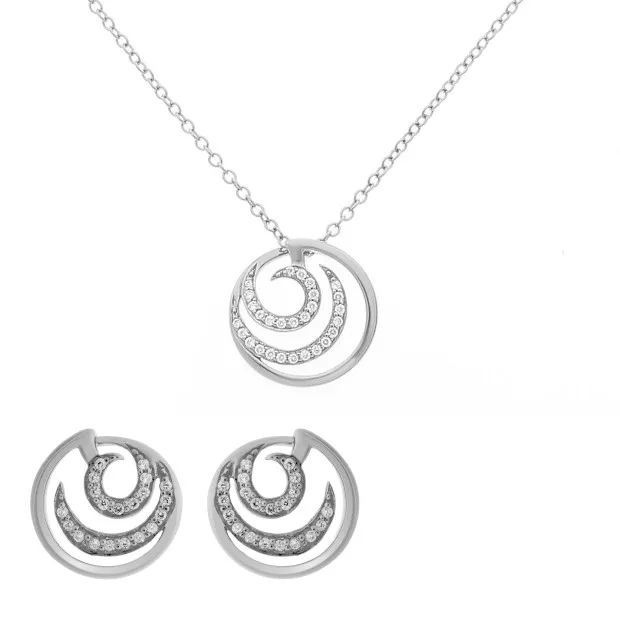 orphelia Orphelia® 'Elaine' Women's Sterling Silver Set: Chain-Pendant + Earrings - Silver SET-7084