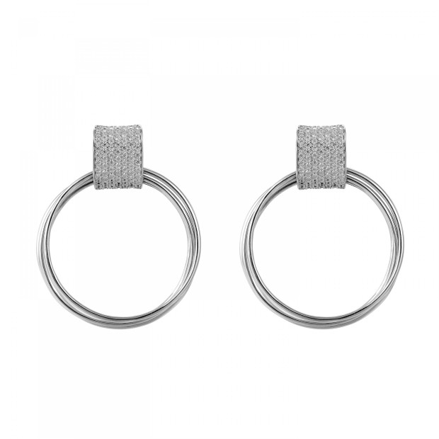 Orphelia Orphelia® 'Eleanor' Women's Sterling Silver Set: Earrings + Ring - Silver SET-7417