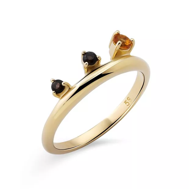 Orphelia Orphelia® 'Eline' Women's Sterling Silver Set: Necklace + Earrings + Ring - Gold SET-7497/G