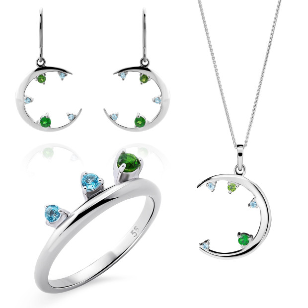 orphelia Orphelia® 'Eline' Women's Sterling Silver Set: Necklace + Earrings + Ring - Silver SET-7497