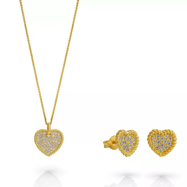 orphelia Orphelia® 'Elite' Women's Sterling Silver Set: Necklace + Earrings - Gold SET-7566/G