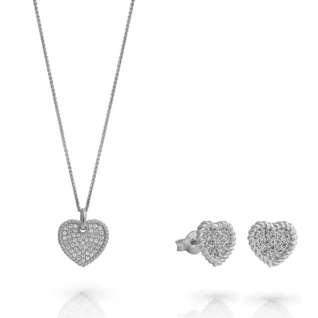 orphelia Orphelia® 'Elite' Women's Sterling Silver Set: Necklace + Earrings - Silver SET-7566