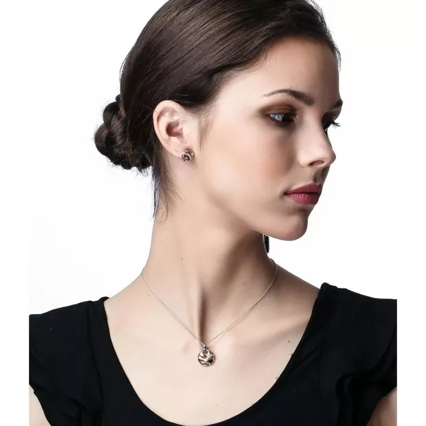 Orphelia Orphelia® 'Elvina' Women's Sterling Silver Set: Chain-Pendant + Earrings - Silver SET-7085