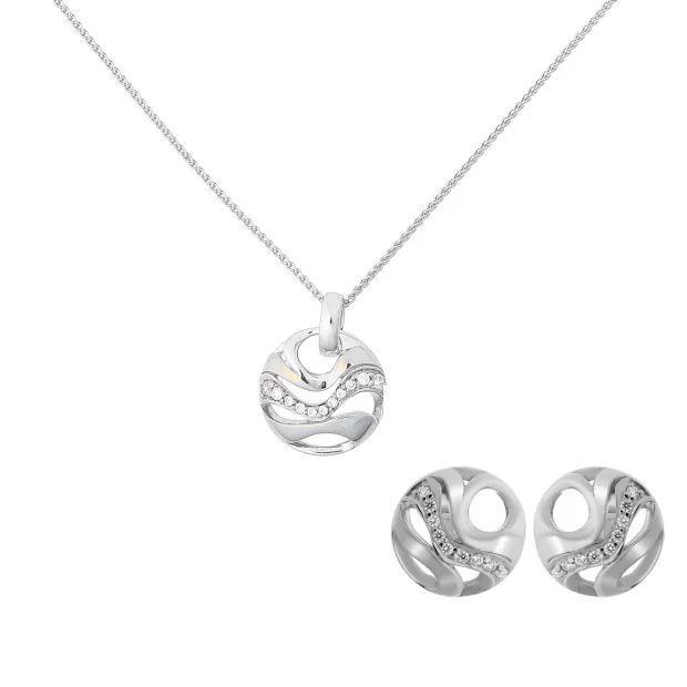 orphelia Orphelia® 'Elvina' Women's Sterling Silver Set: Chain-Pendant + Earrings - Silver SET-7085