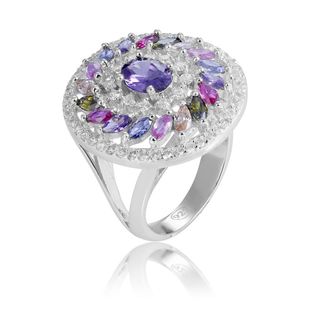 Orphelia Orphelia® 'Enya ' Women's Sterling Silver Set: Earrings + Ring - Silver SET-7428