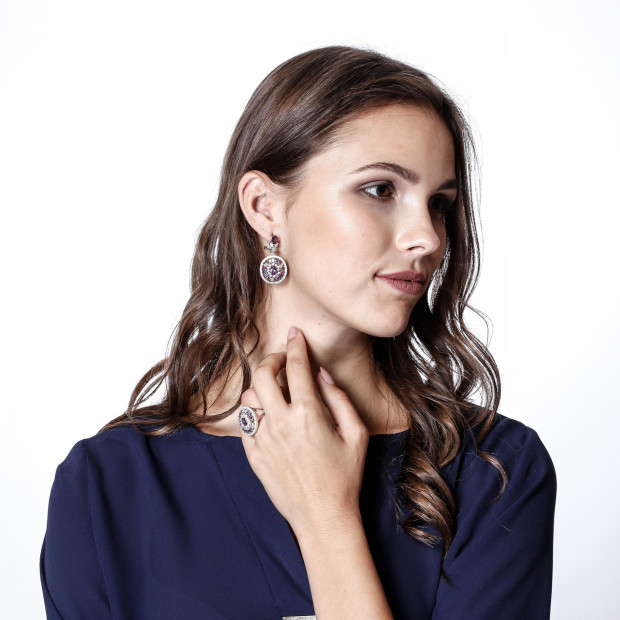 Orphelia Orphelia® 'Enya ' Women's Sterling Silver Set: Earrings + Ring - Silver SET-7428