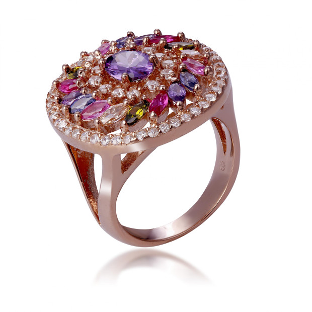 Orphelia Orphelia® 'Enya ' Women's Sterling Silver Set: Earrings + Ring - Rose SET-7428/RG