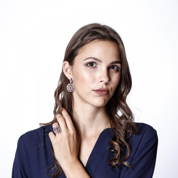 Orphelia Orphelia® 'Enya ' Women's Sterling Silver Set: Earrings + Ring - Rose SET-7428/RG