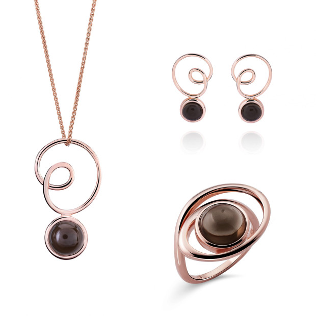 orphelia Orphelia® 'Eugenia' Women's Sterling Silver Set: Necklace + Earrings + Ring - Rose SET-7495