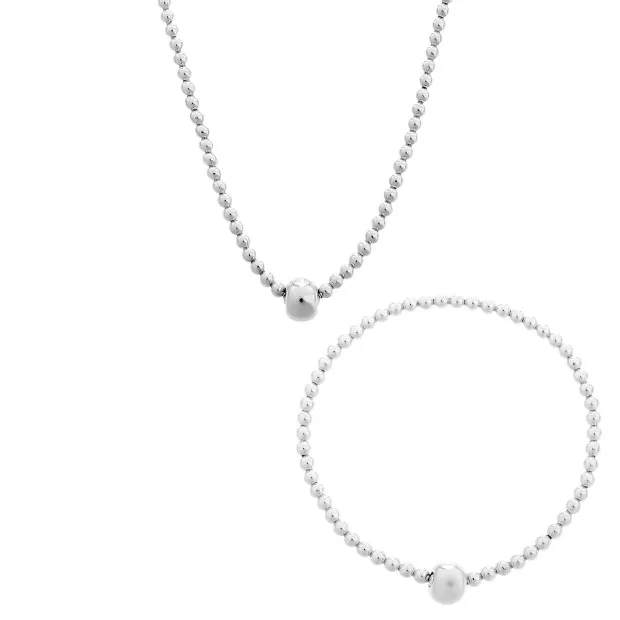 orphelia Orphelia® 'Faye' Women's Sterling Silver Set: Bracelet + Necklace - Silver SET-7157