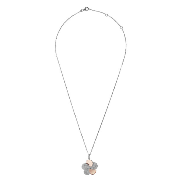 Orphelia Orphelia® 'Fioni' Women's Sterling Silver Chain With Pendant - Silver/Rose ZH-7452