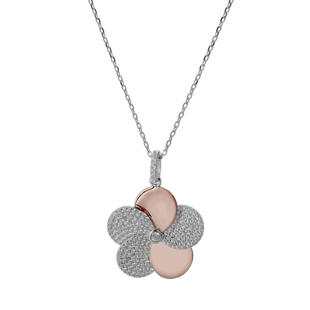 Orphelia Orphelia® 'Fioni' Women's Sterling Silver Set: Necklace + Earrings + Ring - Silver/Rose SET-7452
