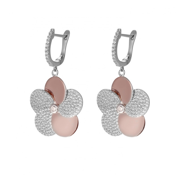 Orphelia Orphelia® 'Fioni' Women's Sterling Silver Set: Necklace + Earrings + Ring - Silver/Rose SET-7452